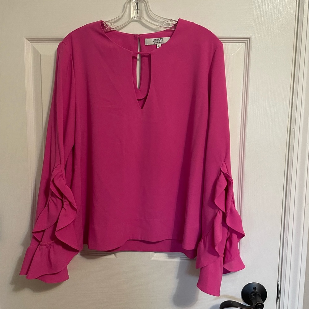 CROSBY by Mollie Burch Fuchsia Ruffle Sleeve Blouse